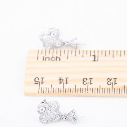 e010820 S925 pearl earring 925 sterling silver DIY 7-8mm Natural Freshwater pearl stud earring for women