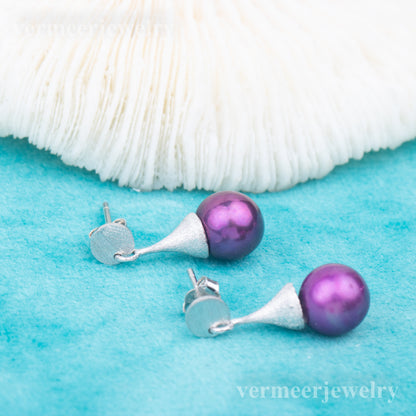 e010756 S925 pearl earring 925 sterling silver DIY 7-8mm Natural Freshwater pearl stud earring for women
