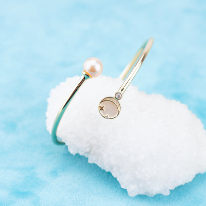 b010235  DIY 7-8mm Natural Freshwater pearl bracelet accessory 925 sterling silver adjustable chain bracelet for women