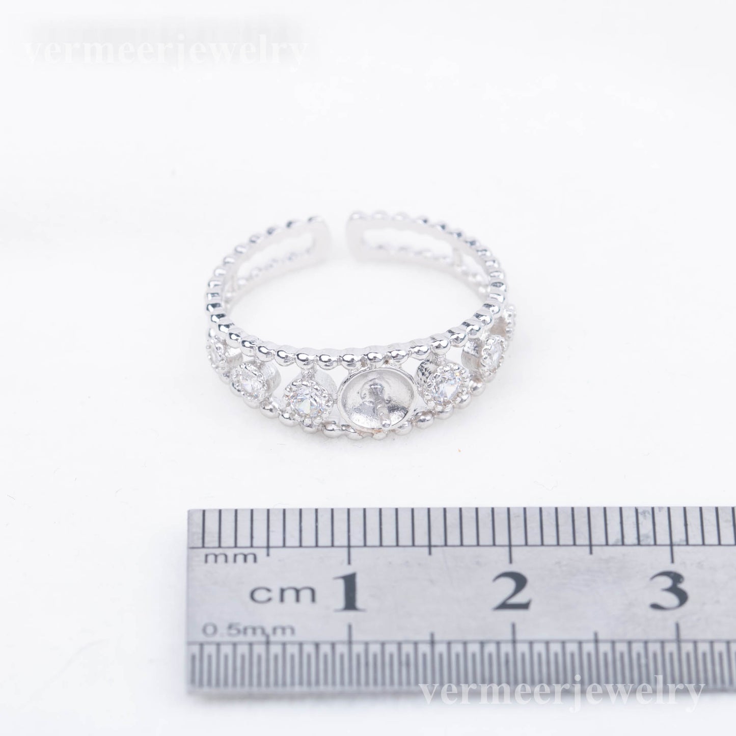 r030799 DIY 7-8mm Natural Freshwater pearl Ring accessory 925 sterling silver Adjustable size engagement jewelry ring for women