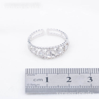 r030799 DIY 7-8mm Natural Freshwater pearl Ring accessory 925 sterling silver Adjustable size engagement jewelry ring for women