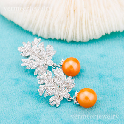 e010863 S925 pearl earring 925 sterling silver DIY 7-8mm Natural Freshwater pearl stud earring for women