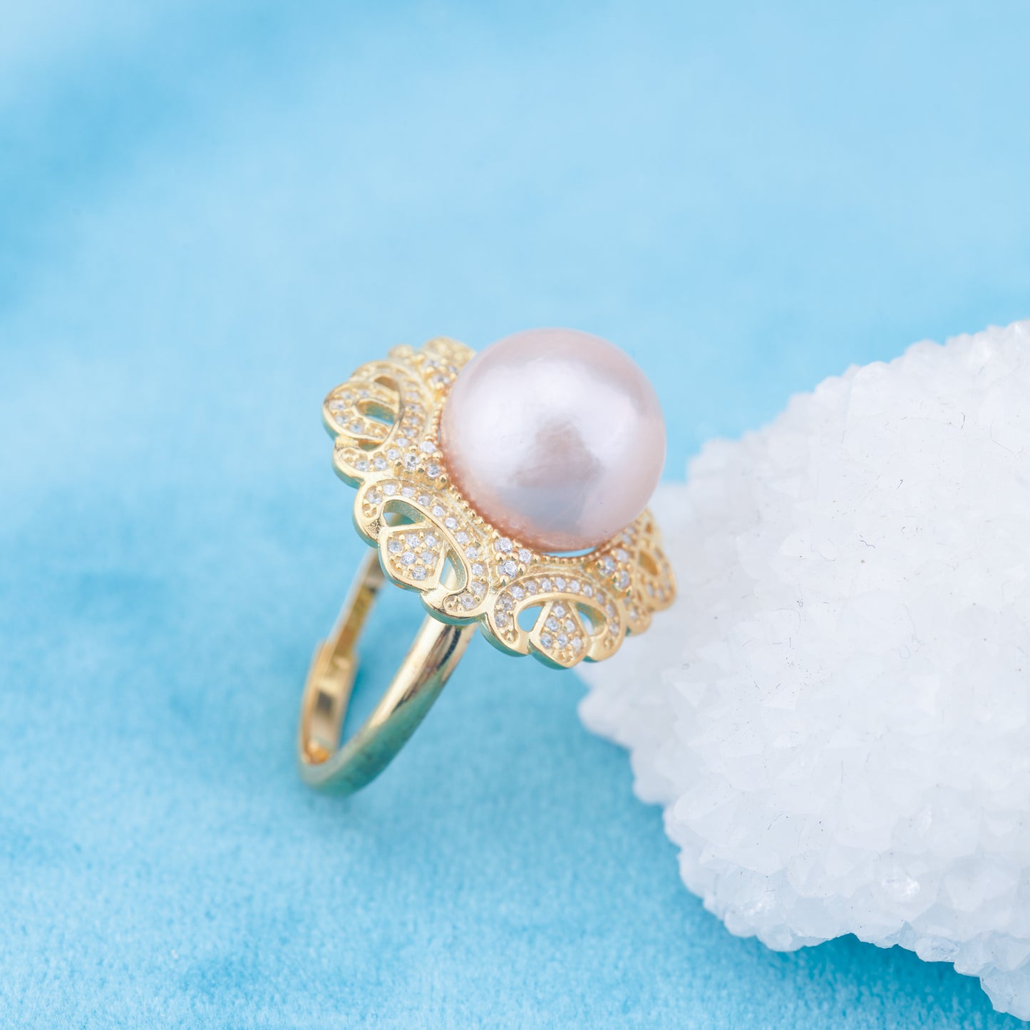re010955 DIY 9-11mm Natural Freshwater pearl Ring accessory 925 sterling silver Adjustable size engagement ring for women