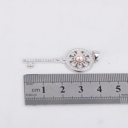 P030544 DIY 7-8mm Natural Freshwater pearl pendant accessory 925 sterling silver engagement jewelry necklace for women