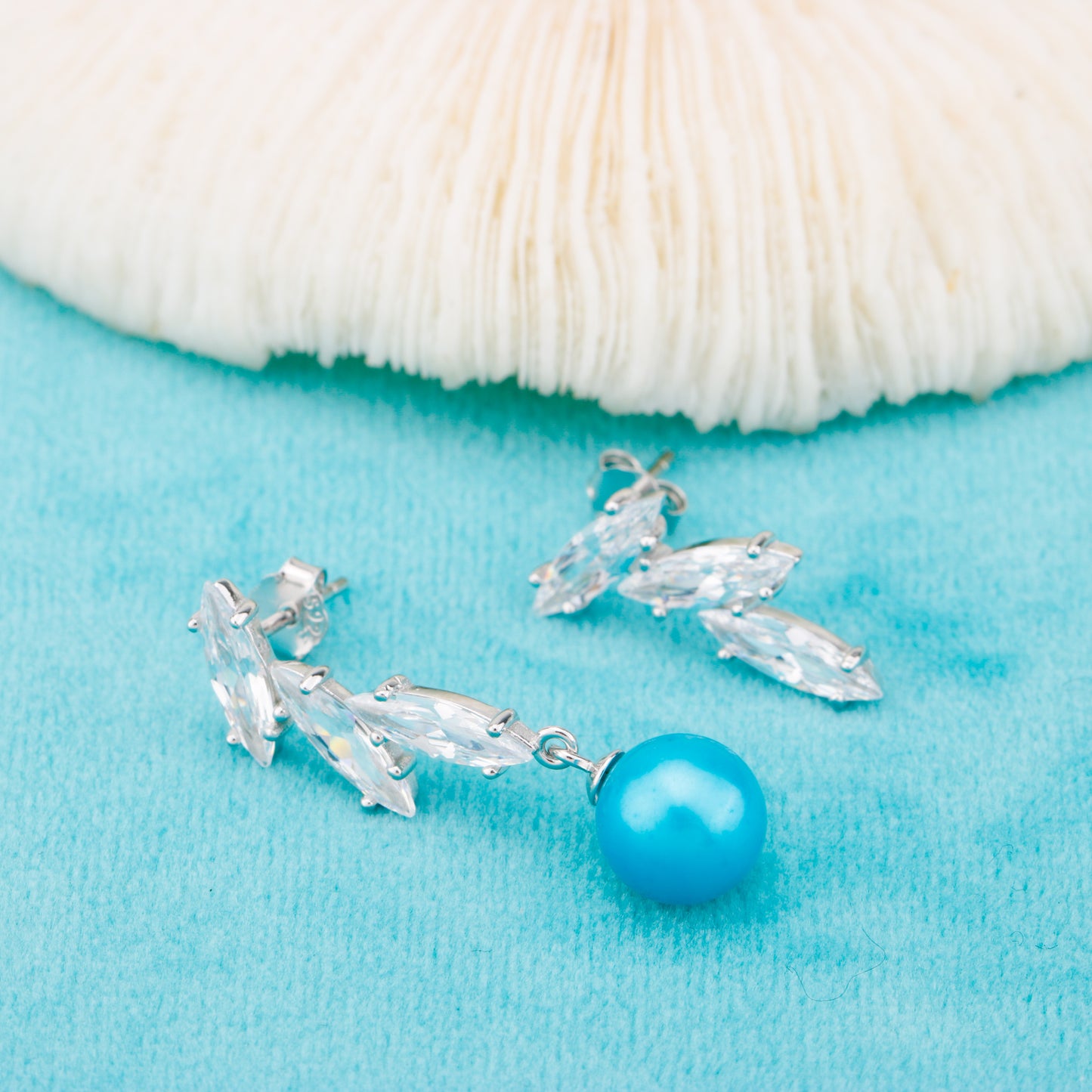 e010854 S925 pearl earring 925 sterling silver DIY 7-8mm Natural Freshwater pearl stud earring for women