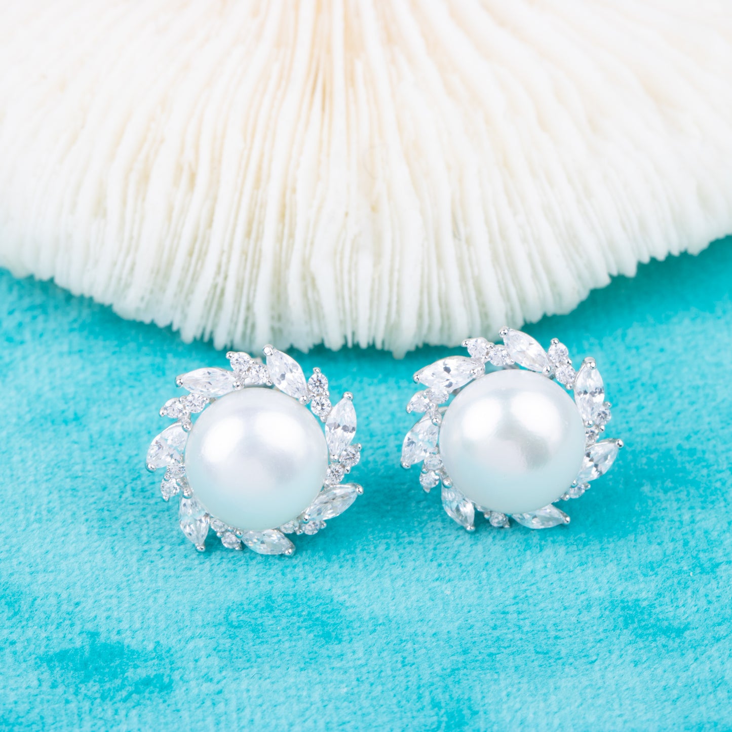 e010816 S925 pearl earring 925 sterling silver DIY 7-8mm Natural Freshwater pearl stud earring for women