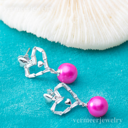 e010829S925 pearl earring 925 sterling silver DIY 7-8mm Natural Freshwater pearl stud earring for women