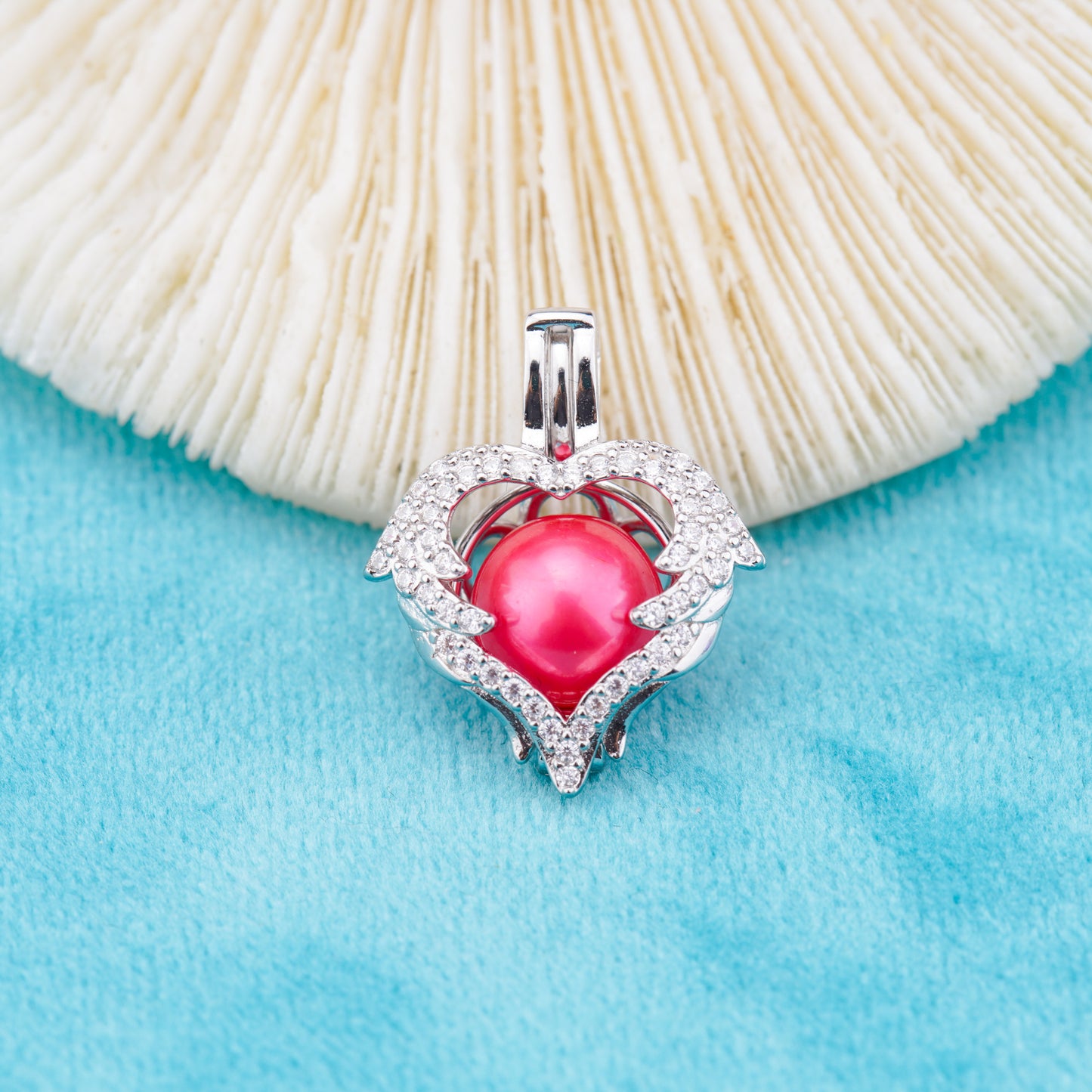 C030105 sterling silver Freshwater pearl cage pendant necklace jewelry locket for pearl party