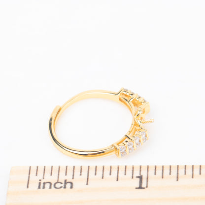 r010851 DIY 7-8mm Natural Freshwater pearl Ring accessory 925 sterling silver Adjustable size engagement jewelry ring for women