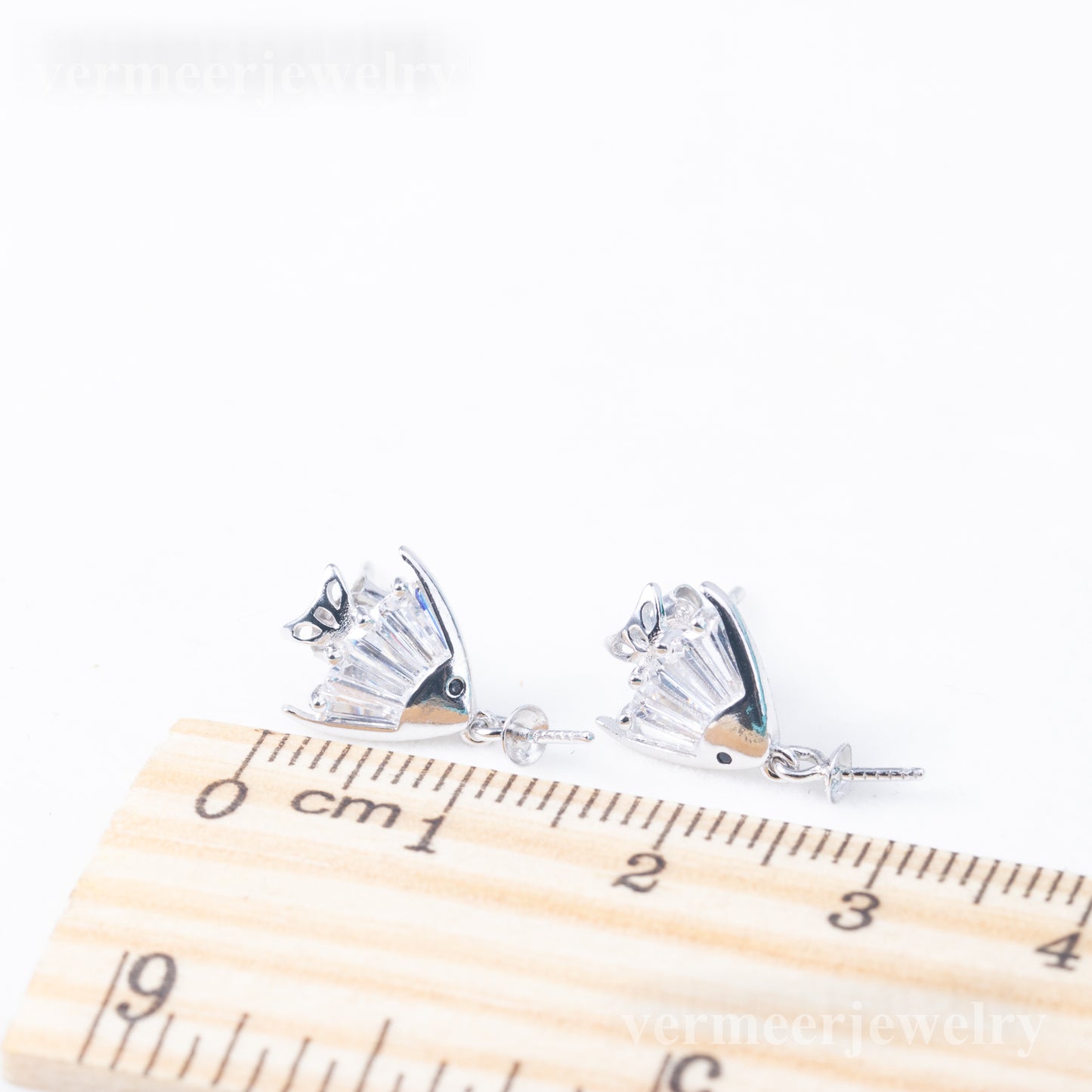 e010839 S925 pearl earring 925 sterling silver DIY 7-8mm Natural Freshwater pearl stud earring for women