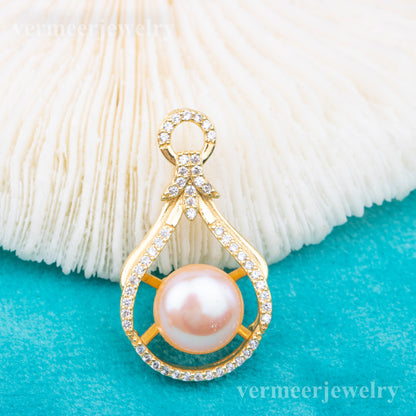 P010910  DIY 7-9mm Natural Freshwater pearl pendant accessory 925 sterling silver engagement jewelry necklace for women