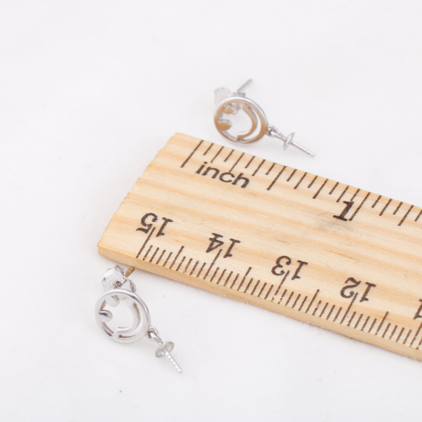 e010878 S925 pearl earring 925 sterling silver DIY 7-8mm Natural Freshwater pearl stud earring for women