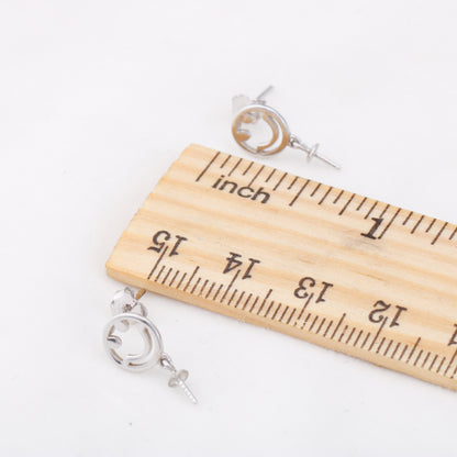 e010878 S925 pearl earring 925 sterling silver DIY 7-8mm Natural Freshwater pearl stud earring for women