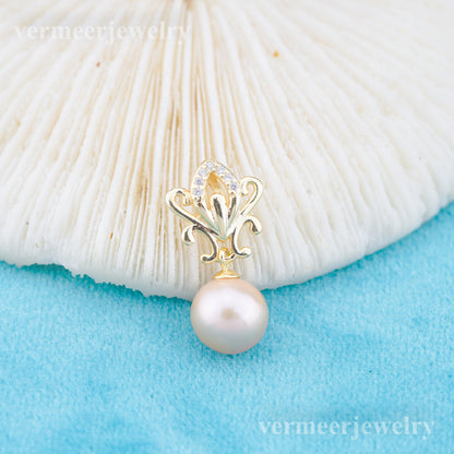 P011049 DIY 6-8mm Natural Freshwater pearl pendant accessory 925 sterling silver engagement jewelry necklace for women