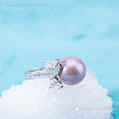 re010900 DIY 9-11mm Natural Freshwater pearl Ring accessory 925 sterling silver Adjustable size engagement ring for women