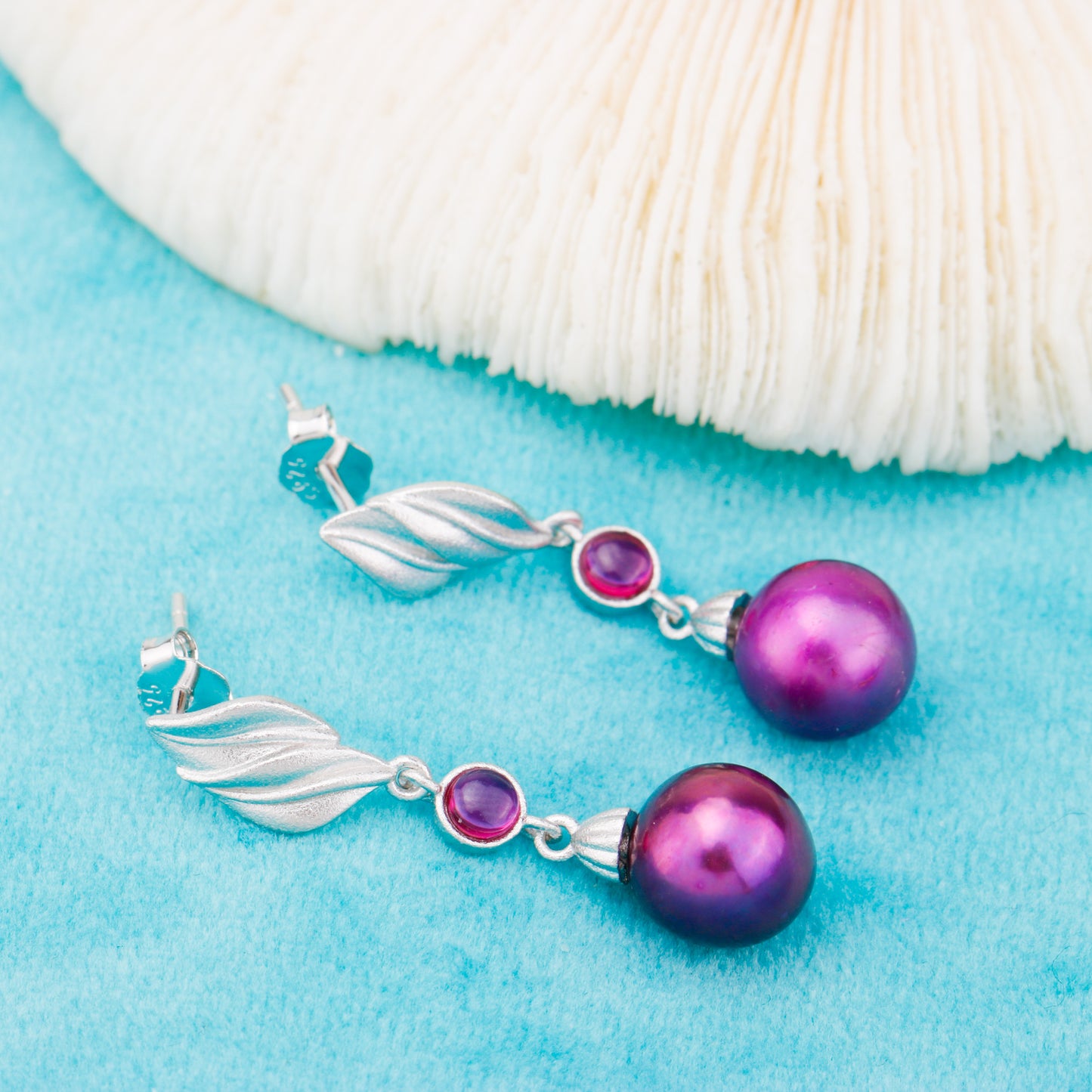 e010847 S925 pearl earring 925 sterling silver DIY 7-8mm Natural Freshwater pearl stud earring for women