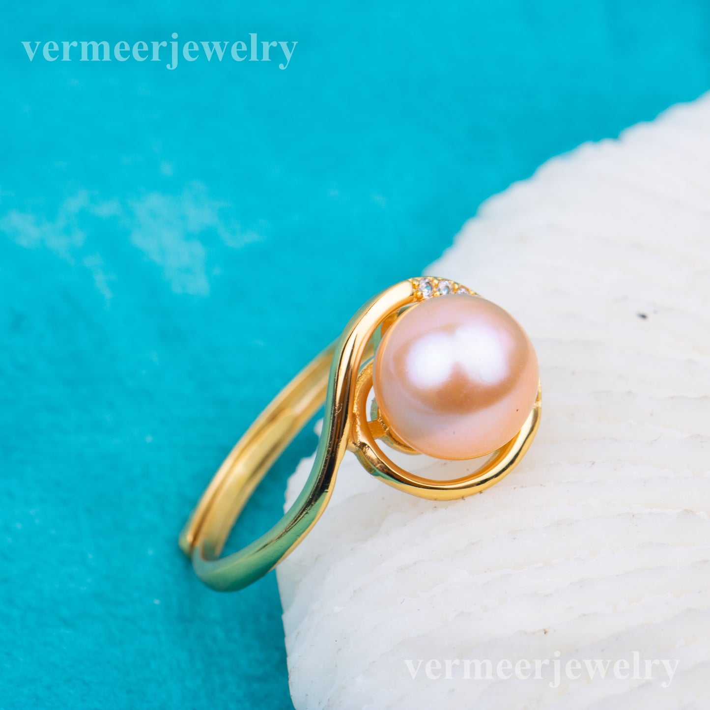 r010759 DIY 7-8mm Natural Freshwater pearl Ring accessory 925 sterling silver Adjustable size engagement jewelry ring for women
