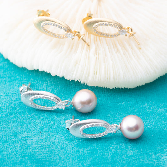 e010827S925 pearl earring 925 sterling silver DIY 7-8mm Natural Freshwater pearl stud earring for women