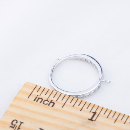 r010905 DIY 6-8mm Natural Freshwater pearl Ring accessory 925 sterling silver Adjustable size engagement jewelry ring for women