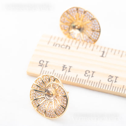 e010835 S925 pearl earring 925 sterling silver DIY 7-8mm Natural Freshwater pearl stud earring for women