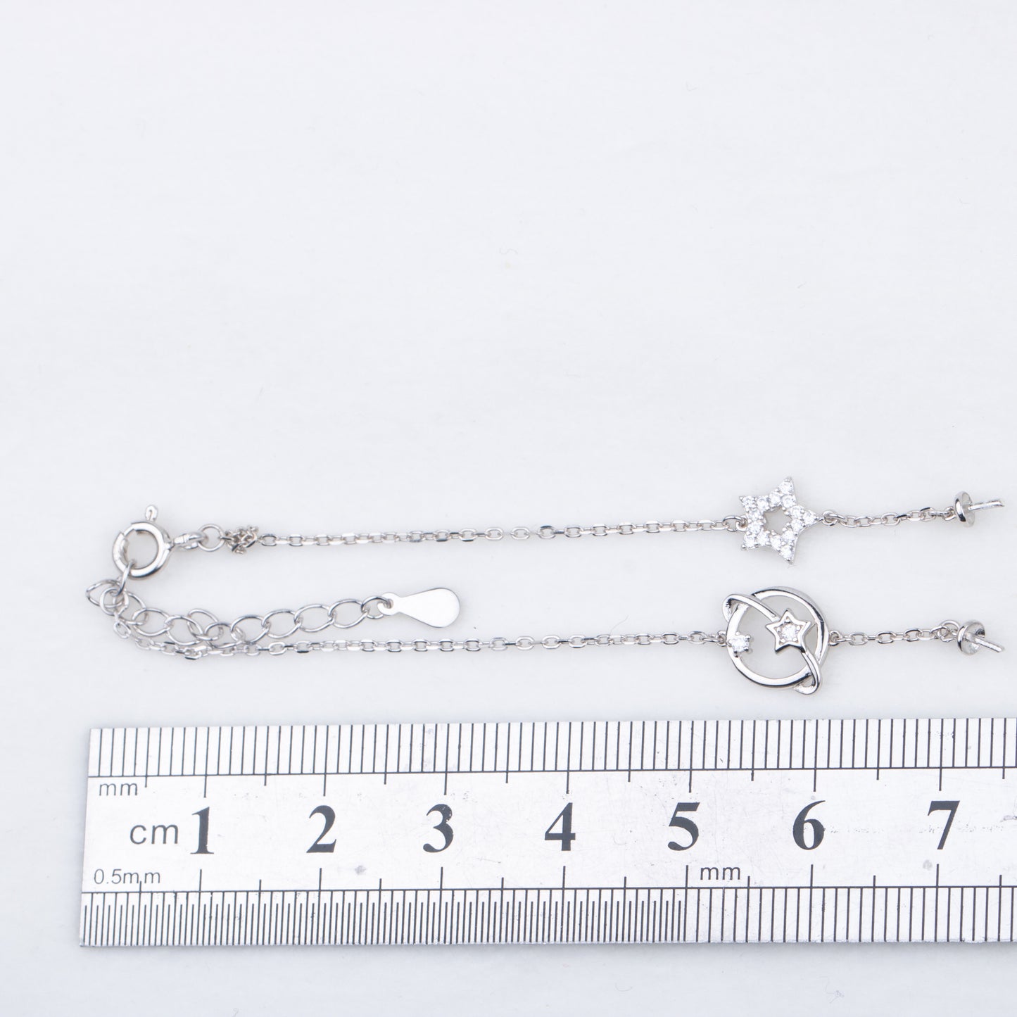 b010210  DIY 7-8mm Natural Freshwater pearl bracelet accessory 925 sterling silver adjustable chain bracelet for women