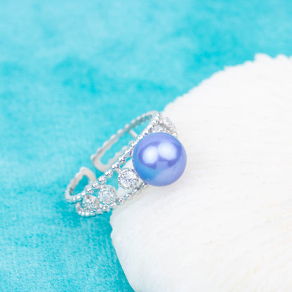 r030799 DIY 7-8mm Natural Freshwater pearl Ring accessory 925 sterling silver Adjustable size engagement jewelry ring for women