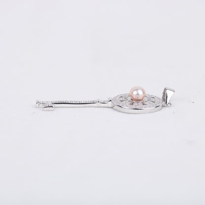 P030544 DIY 7-8mm Natural Freshwater pearl pendant accessory 925 sterling silver engagement jewelry necklace for women