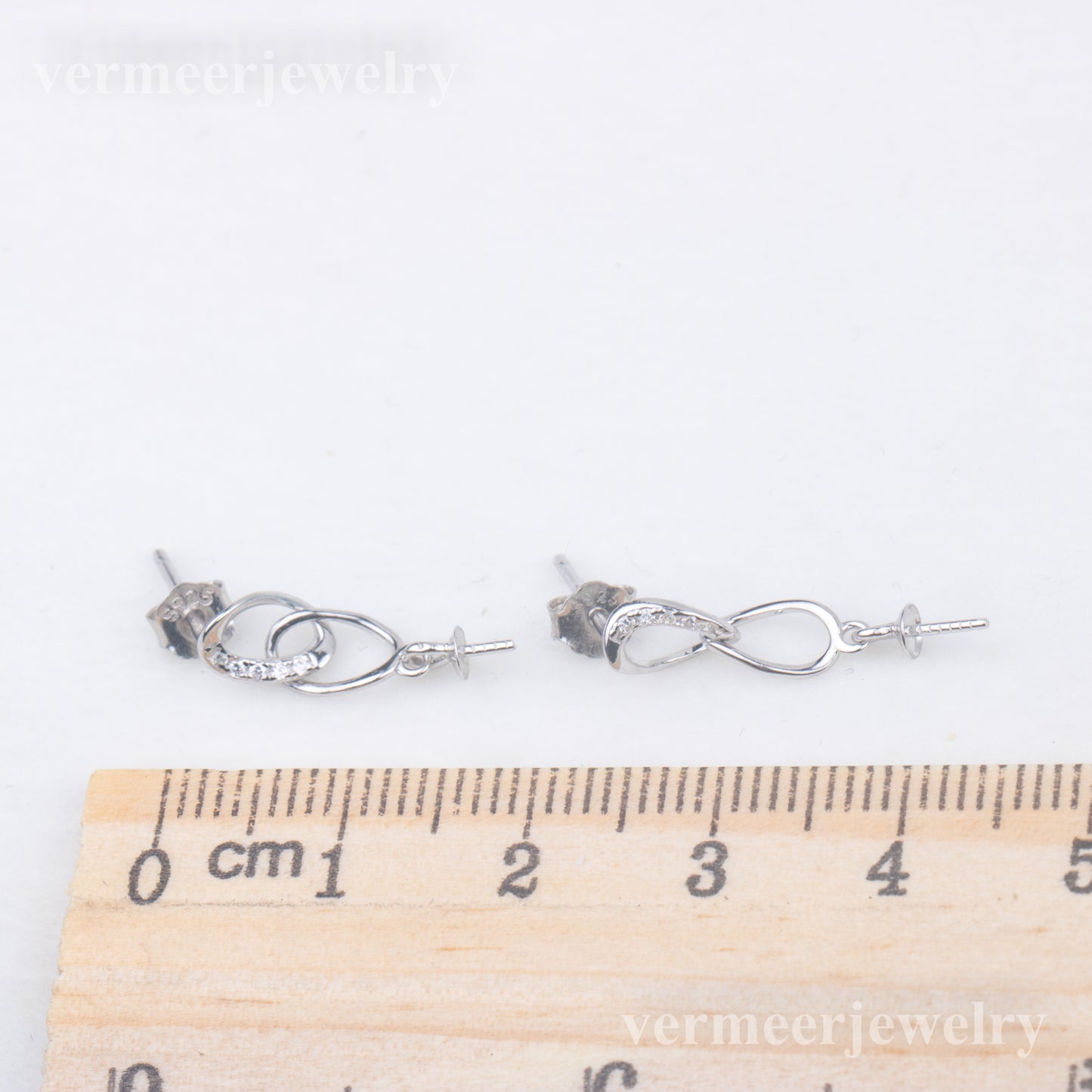 e010772 S925 pearl earring 925 sterling silver DIY 7-8mm Natural Freshwater pearl stud earring for women