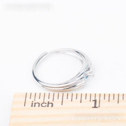 r010849 DIY 7-8mm Natural Freshwater pearl Ring accessory 925 sterling silver Adjustable size engagement jewelry ring for women