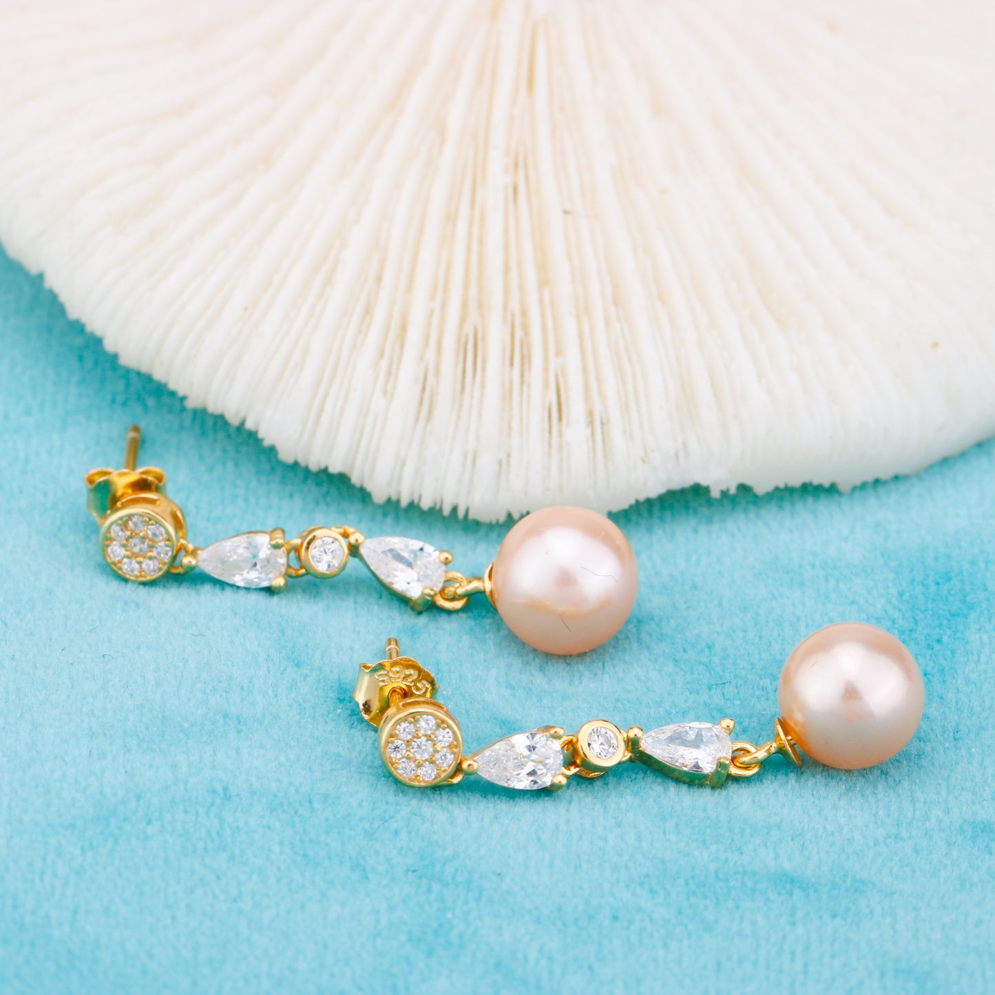 e010891 S925 pearl earring 925 sterling silver DIY 7-8mm Natural Freshwater pearl stud earring for women