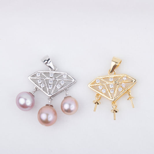 P010835 DIY 7-9mm Natural Freshwater pearl pendant accessory 925 sterling silver engagement jewelry necklace for women