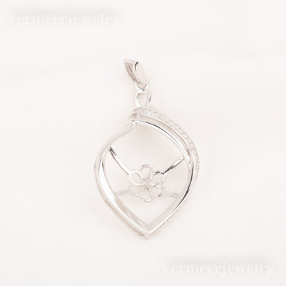 Pe010789 DIY 9-12mm Natural Freshwater pearl pendant accessory 925 sterling silver engagement jewelry necklace for women