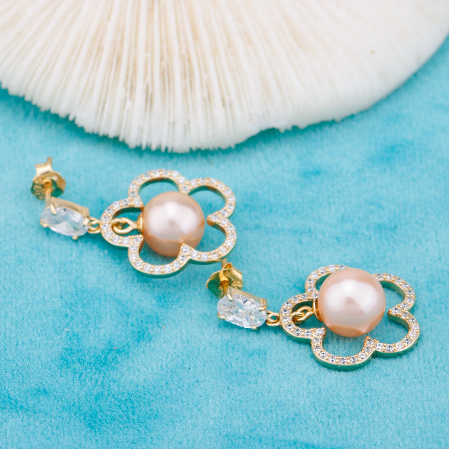 e010899 S925 pearl earring 925 sterling silver DIY 7-8mm Natural Freshwater pearl stud earring for women