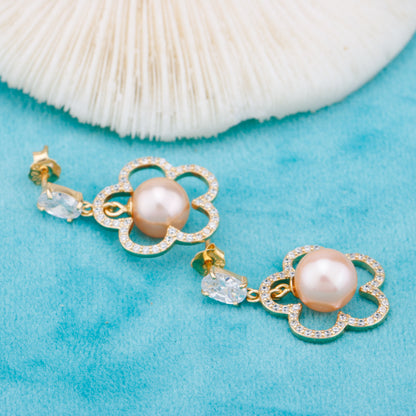 e010899 S925 pearl earring 925 sterling silver DIY 7-8mm Natural Freshwater pearl stud earring for women