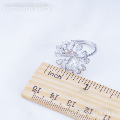 re010926 DIY 9-11mm Natural Freshwater pearl Ring accessory 925 sterling silver Adjustable size engagement ring for women