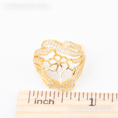 re010853DIY 9-11mm Natural Freshwater pearl Ring accessory 925 sterling silver Adjustable size engagement jewelry ring for women