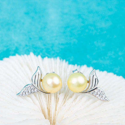 e010817 S925 pearl earring 925 sterling silver DIY 7-8mm Natural Freshwater pearl stud earring for women