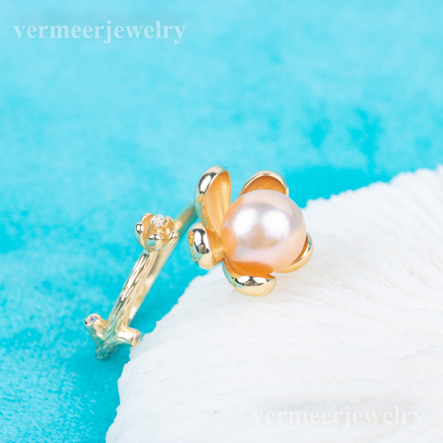 r010838 DIY 7-8mm Natural Freshwater pearl Ring accessory 925 sterling silver Adjustable size engagement jewelry ring for women