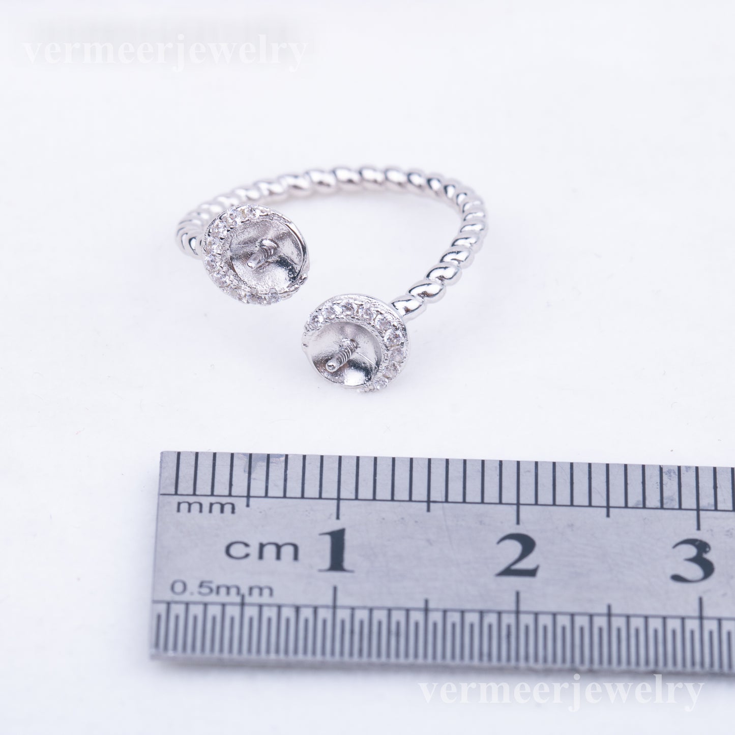 r010758 DIY 7-8mm Natural Freshwater pearl Ring accessory 925 sterling silver Adjustable size engagement jewelry ring for women