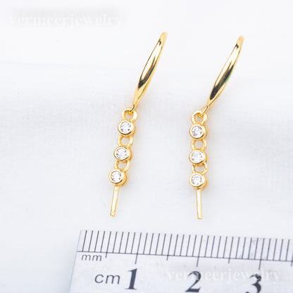 e010716 S925 pearl earring 925 sterling silver DIY 7-8mm Natural Freshwater pearl stud earring for women