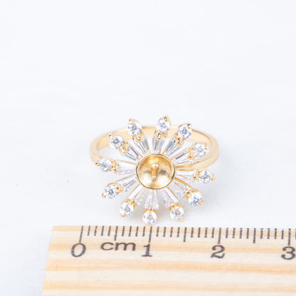 r010839 DIY 7-8mm Natural Freshwater pearl Ring accessory 925 sterling silver Adjustable size engagement jewelry ring for women