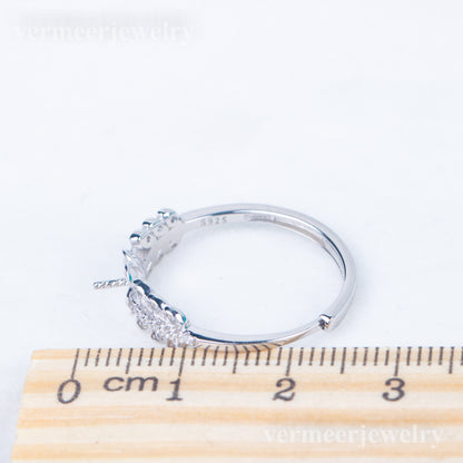 r010831 DIY 7-8mm Natural Freshwater pearl Ring accessory 925 sterling silver Adjustable size engagement jewelry ring for women