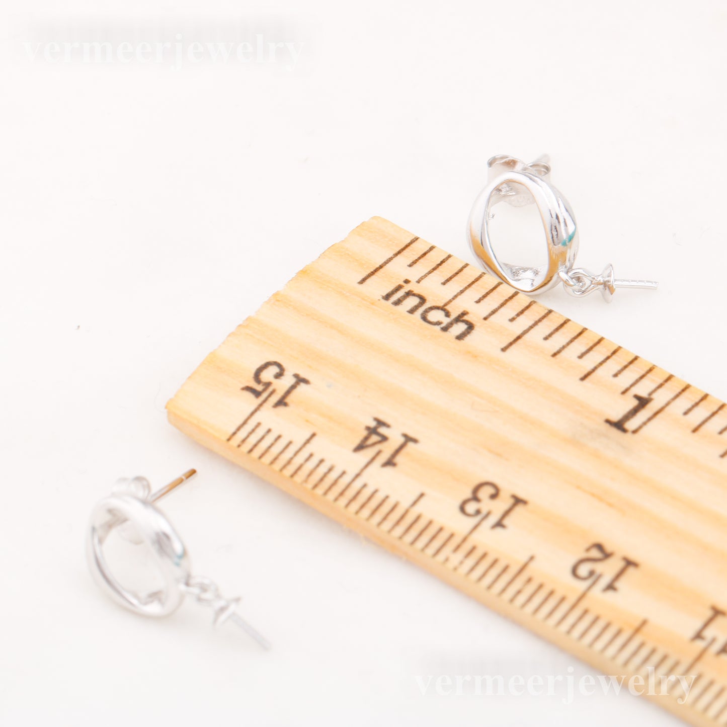 e010869 S925 pearl earring 925 sterling silver DIY 7-8mm Natural Freshwater pearl stud earring for women