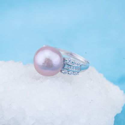 re010950 DIY 9-11mm Natural Freshwater pearl Ring accessory 925 sterling silver Adjustable size engagement ring for women