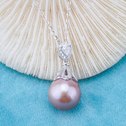 Pe011037  DIY 9-12mm Natural Freshwater pearl pendant accessory 925 sterling silver engagement jewelry necklace for women