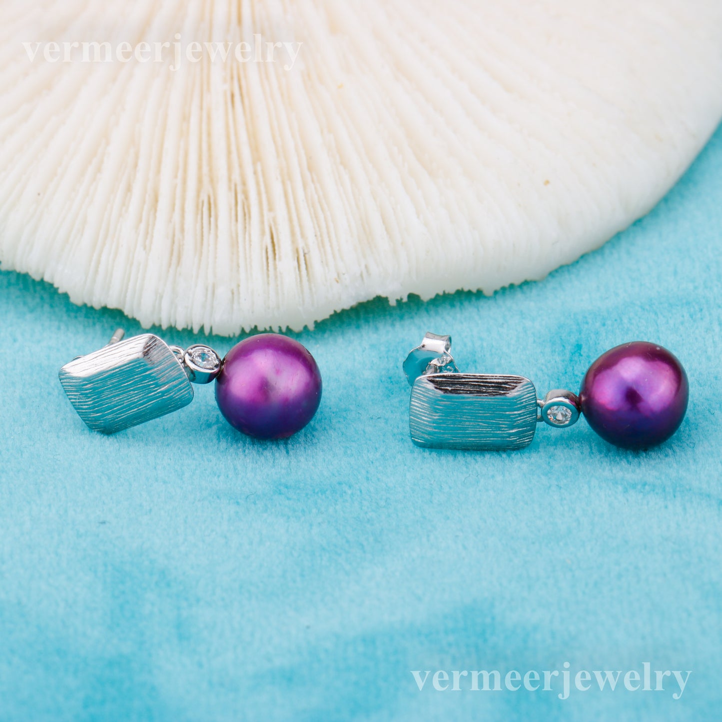 e010882 S925 pearl earring 925 sterling silver DIY 7-8mm Natural Freshwater pearl stud earring for women