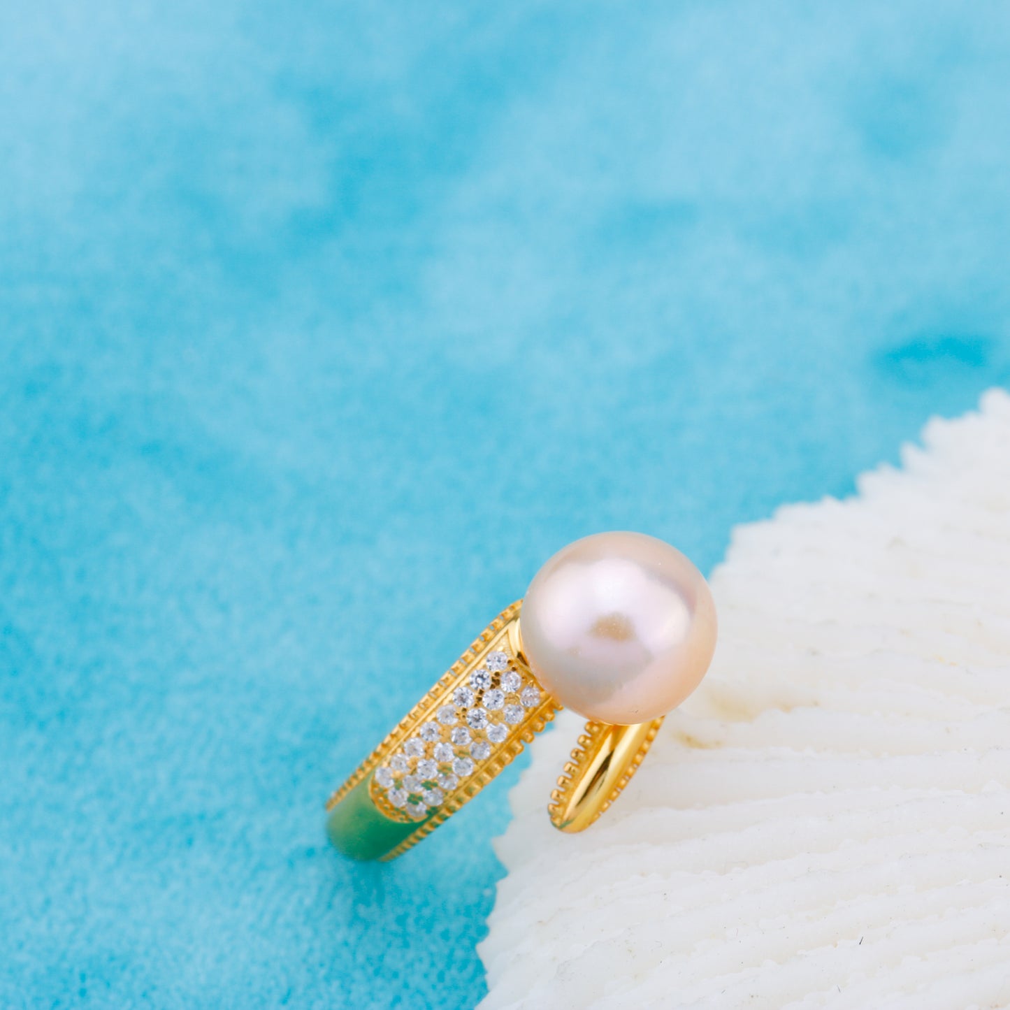 r010906 DIY 6-8mm Natural Freshwater pearl Ring accessory 925 sterling silver Adjustable size engagement jewelry ring for women