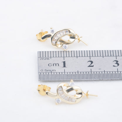 e010758 S925 pearl earring 925 sterling silver DIY 7-8mm Natural Freshwater pearl stud earring for women