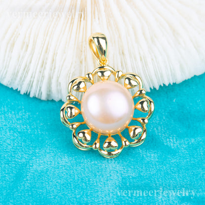 Pe01968  DIY 9-12mm Natural Freshwater pearl pendant accessory 925 sterling silver engagement jewelry necklace for women