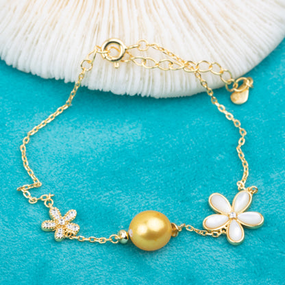 b010219 DIY 7-8mm Natural Freshwater pearl bracelet accessory 925 sterling silver adjustable bangle for women